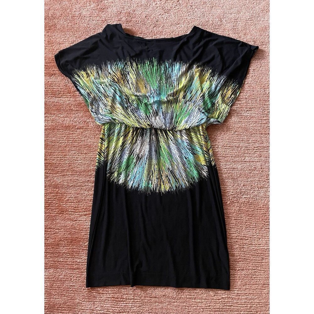 New York & Company Women's size M Midi Black/Yellow Printed Dress